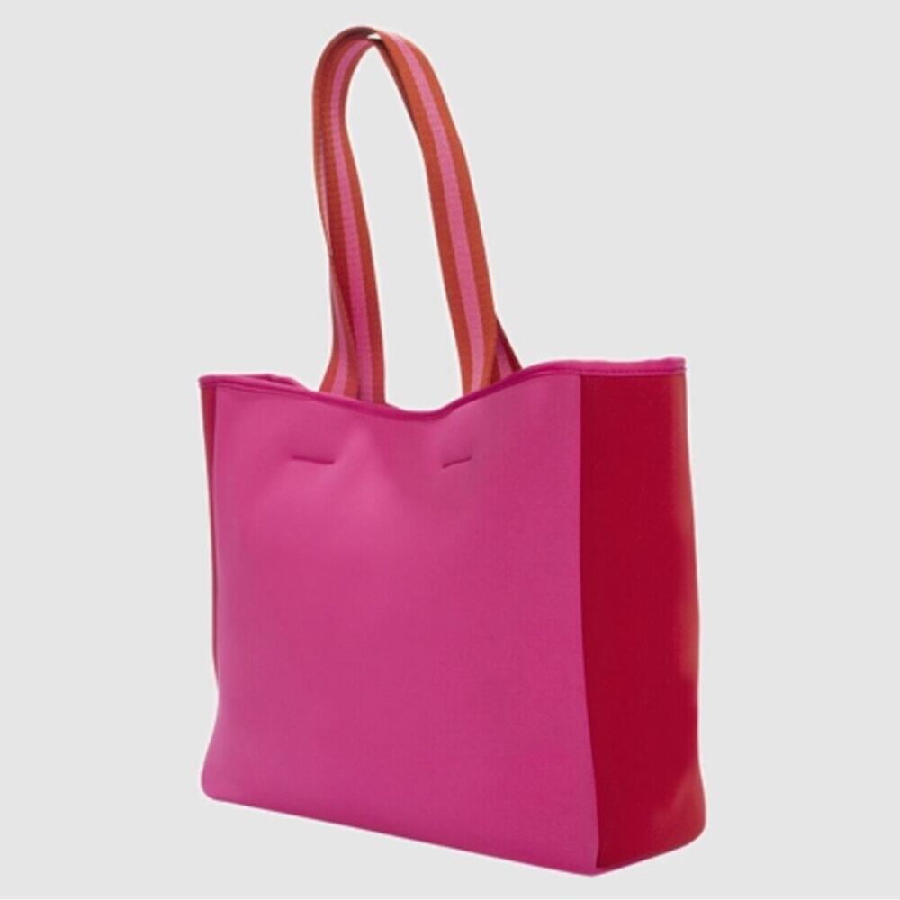 SummerSalt Neoprene Water Resistant Beach Tote Pink Red Colorblock